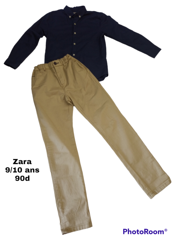 Tenue pou enfant ZARA *Pantalon zara neuf beige pour enfant 9/10ans *Chemise Zara bleue pour enfant 9/10ans